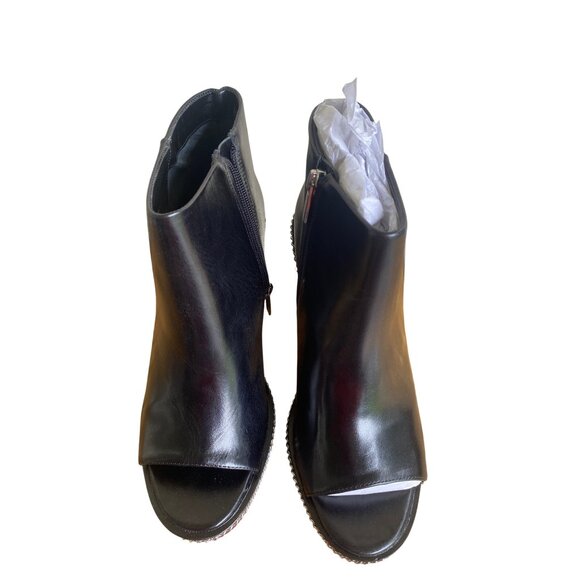 Vince Camuto VC-Bitnny Black Cow Paradise Leather Open Toe Booties Size 9M New - Picture 10 of 15